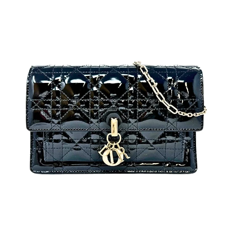 Christian Dior "Patent Cannage Lady Dior Chain Pouch"