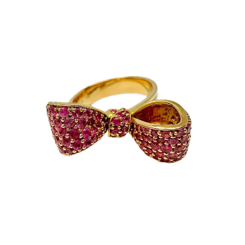 Mimi So 18K Rose Gold Bow Ring with Pink Sapphires