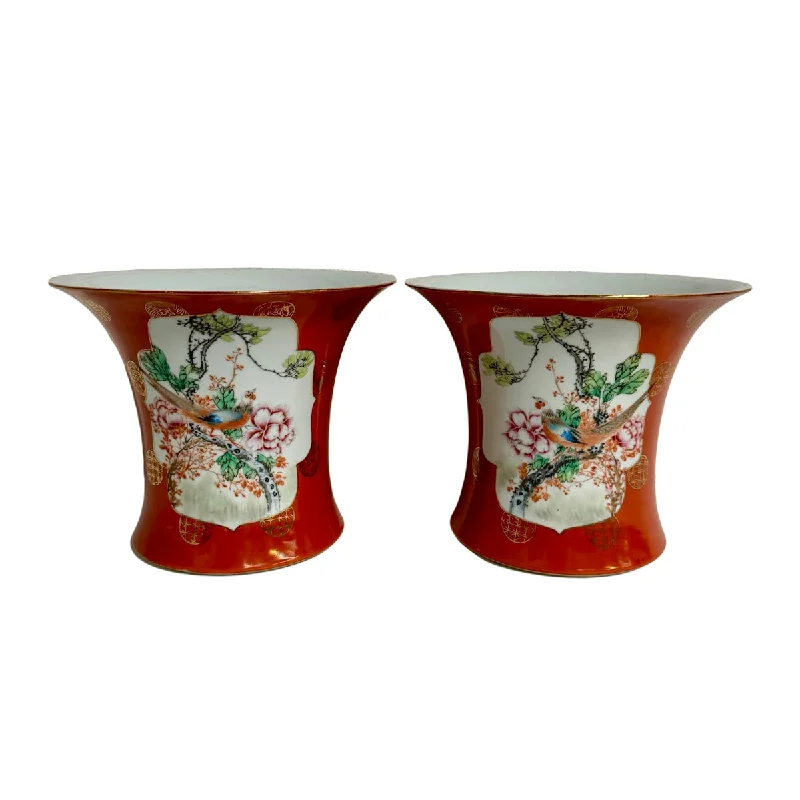 Pair of Asian Style Porcelain Vessels