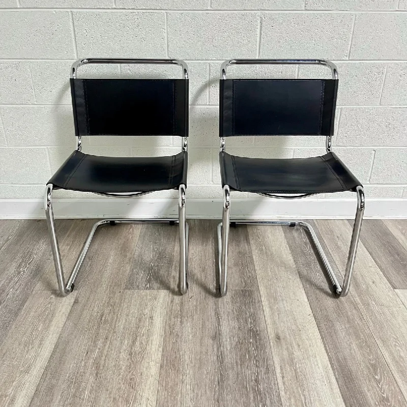 Pair of Leather & Chrome Chairs