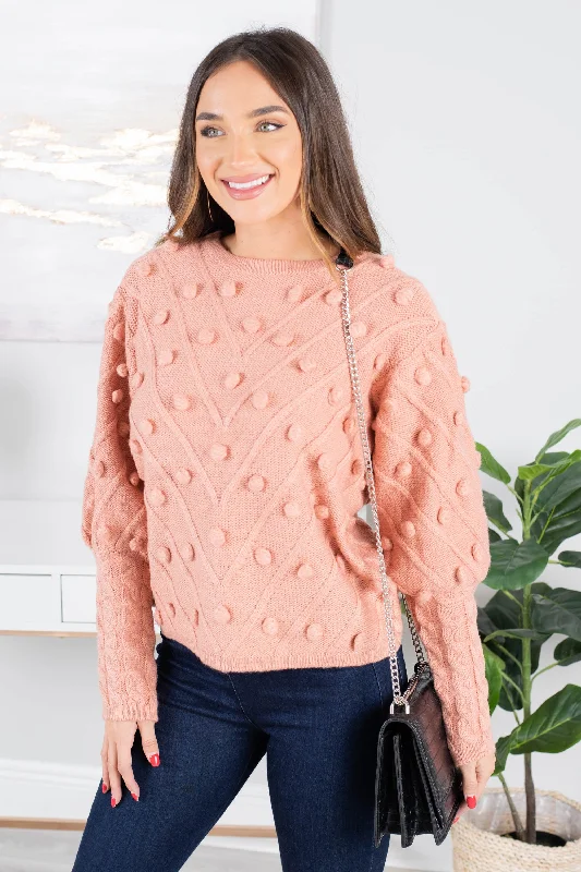 Now Or Never Blush Pink Pompom Sweater