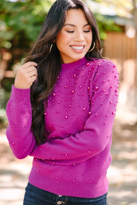 On The Lookout Magenta Purple Embellished Sweater