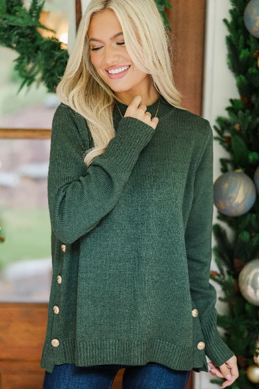 The Slouchy Emerald Green Side Button Sweater