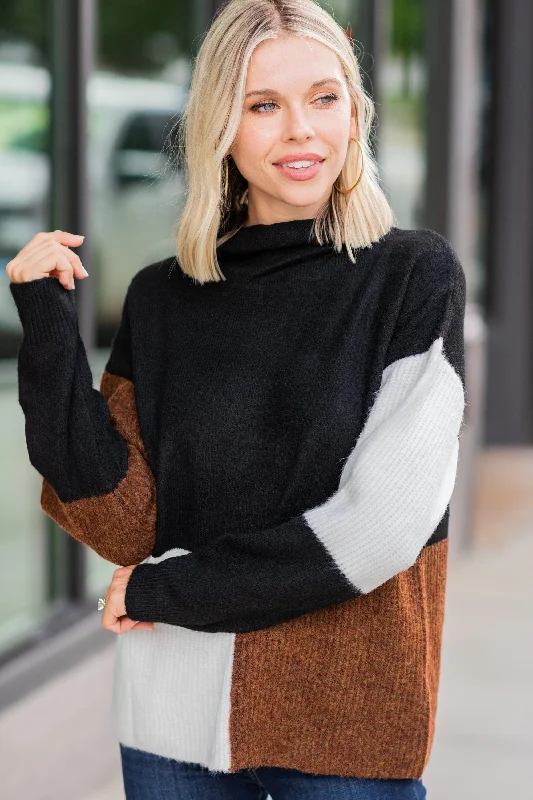 Speak To Your Heart Black Colorblock Sweater