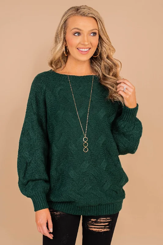 Take You Away Hunter Green Sweater