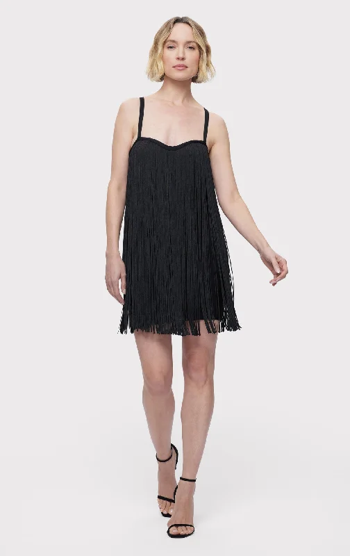 FRINGE SWEETHEART S/L MINI DRESS