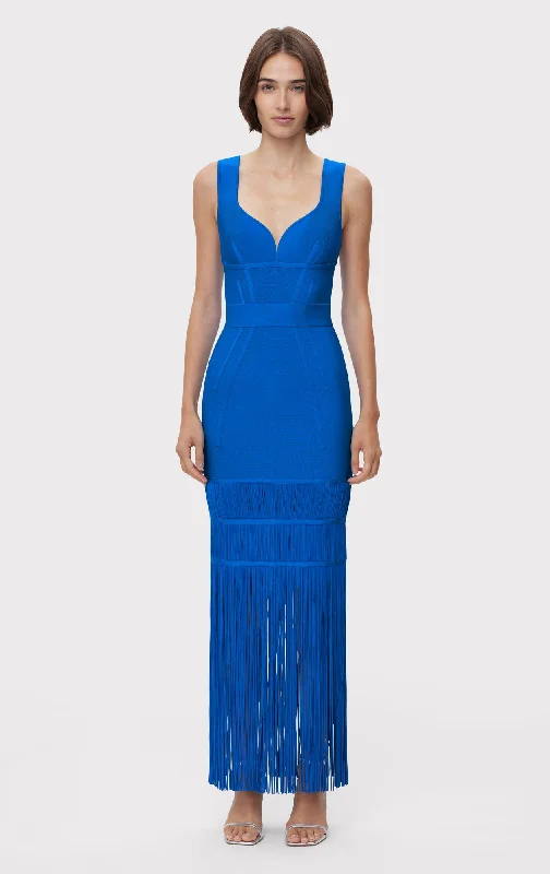 SWEETHEART FRINGE S/L GOWN