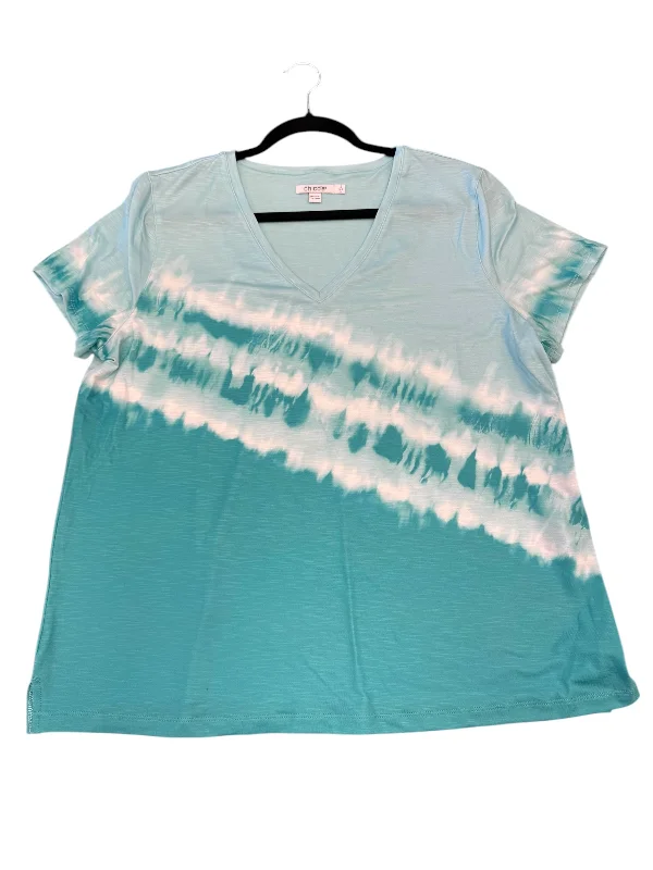 Top Short Sleeve By Chicos In Aqua, Size: L