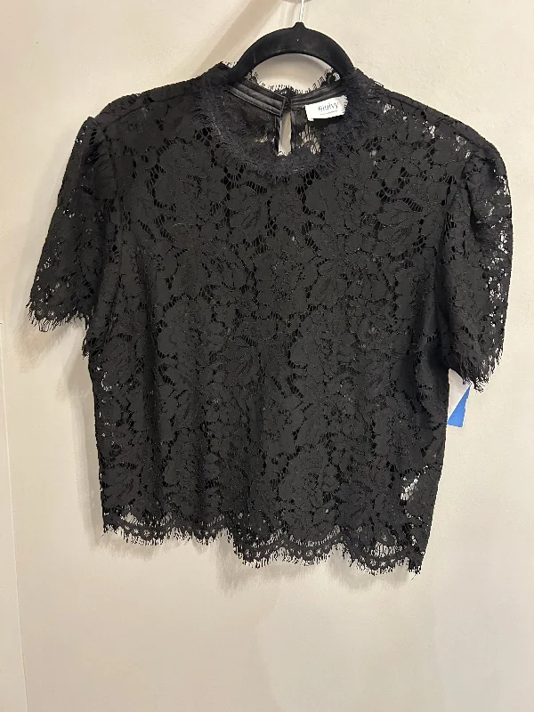 Top Short Sleeve By Blu Ivy  In Black, Size: L