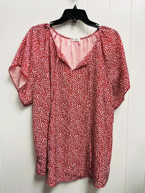 Top Short Sleeve By IN VOLAND -   In Red & White, Size: 22