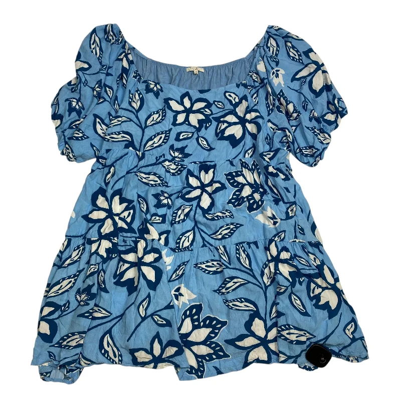 Tunic Short Sleeve By Easel In Blue, Size: 3x