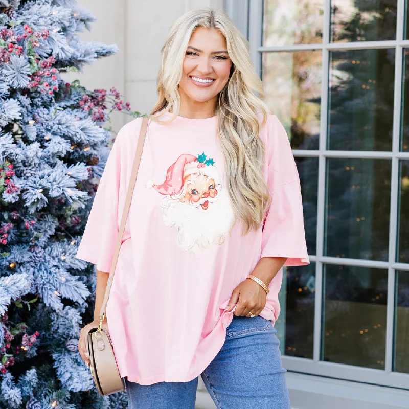 Vintage Santa Boyfriend Tee, Dusty Pink