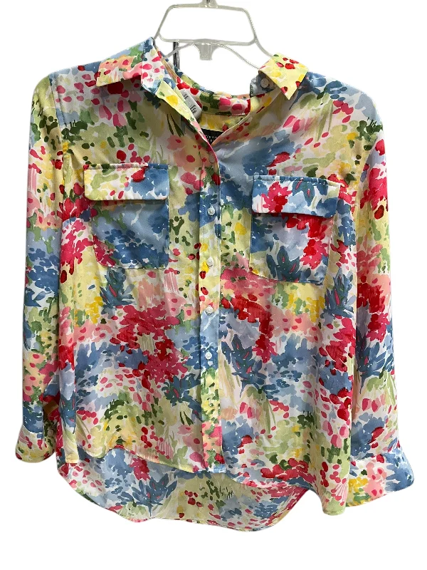 Blouse 3/4 Sleeve By Investments In Floral Print, Size: M