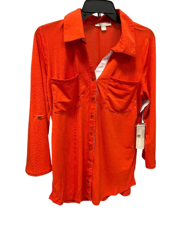 Blouse 3/4 Sleeve By Sunny Leigh In Orange, Size: M