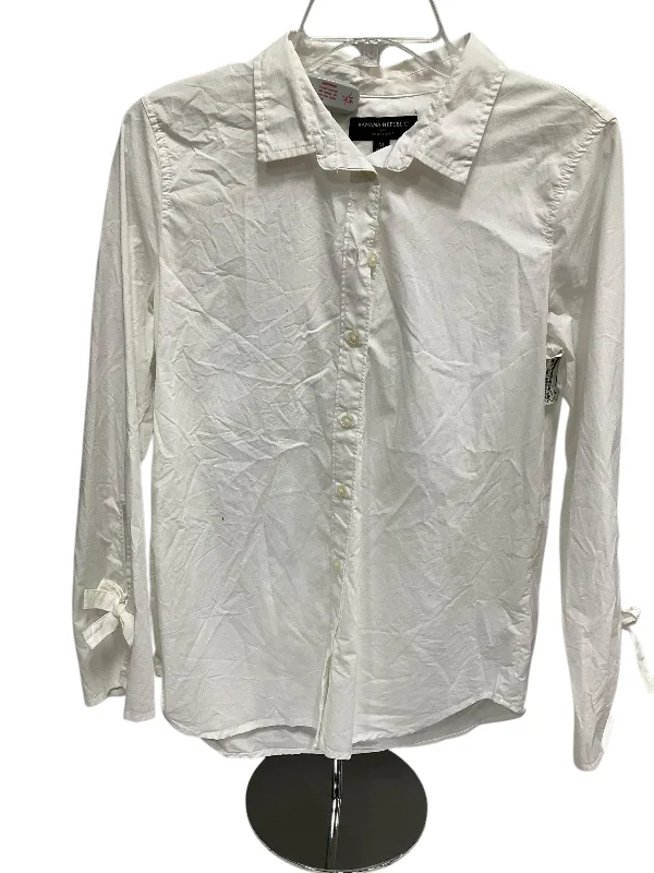 Blouse Long Sleeve By Banana Republic In White, Size: M