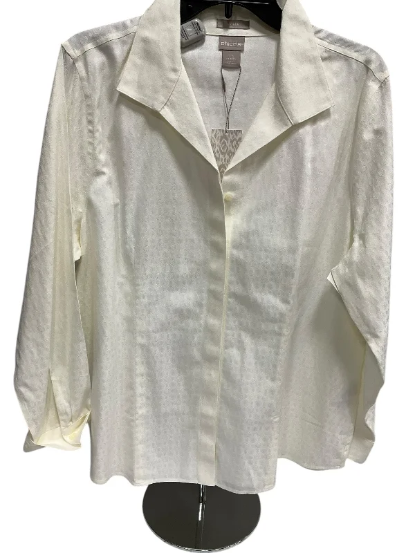 Blouse Long Sleeve By Chicos In Cream, Size: L