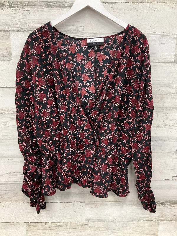 Blouse Long Sleeve By Eloquii In Black Floral, Size: 3x