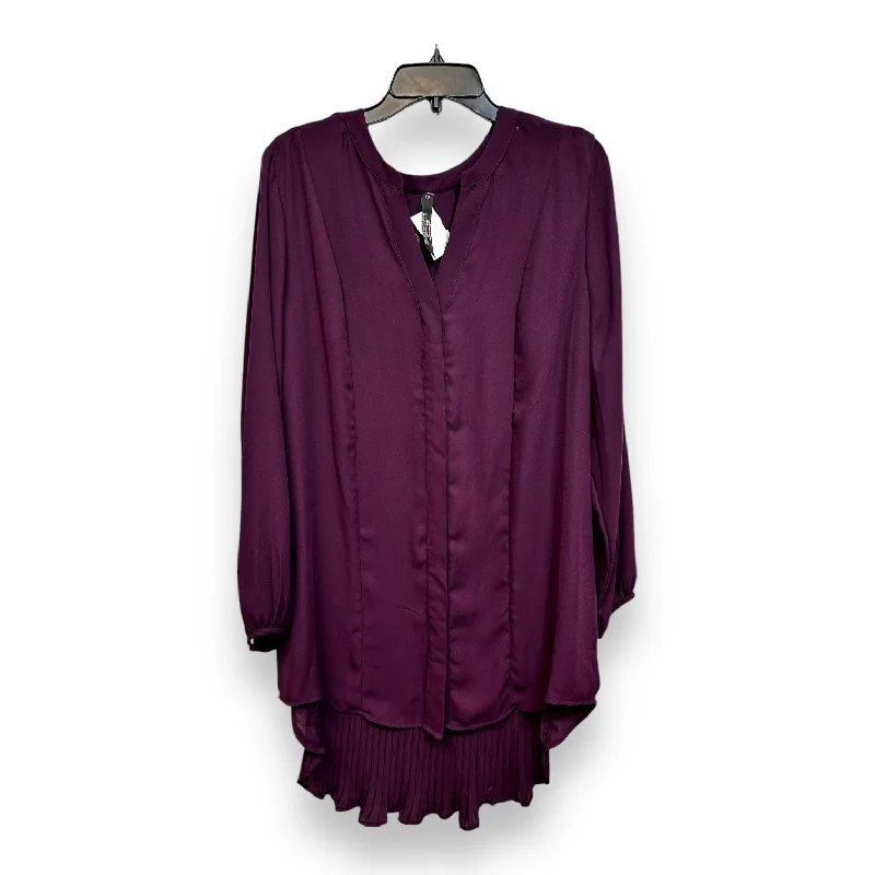 Blouse Long Sleeve By Melissa Mccarthy In Wine, Size: 1x