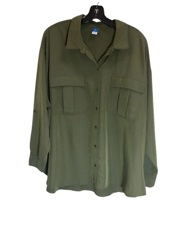 Blouse Long Sleeve By Old Navy In Green, Size: 2x