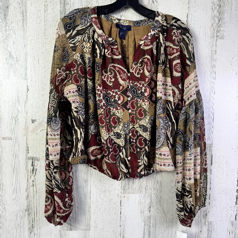 Blouse Long Sleeve By Rachel Roy In Brown & Green, Size: L