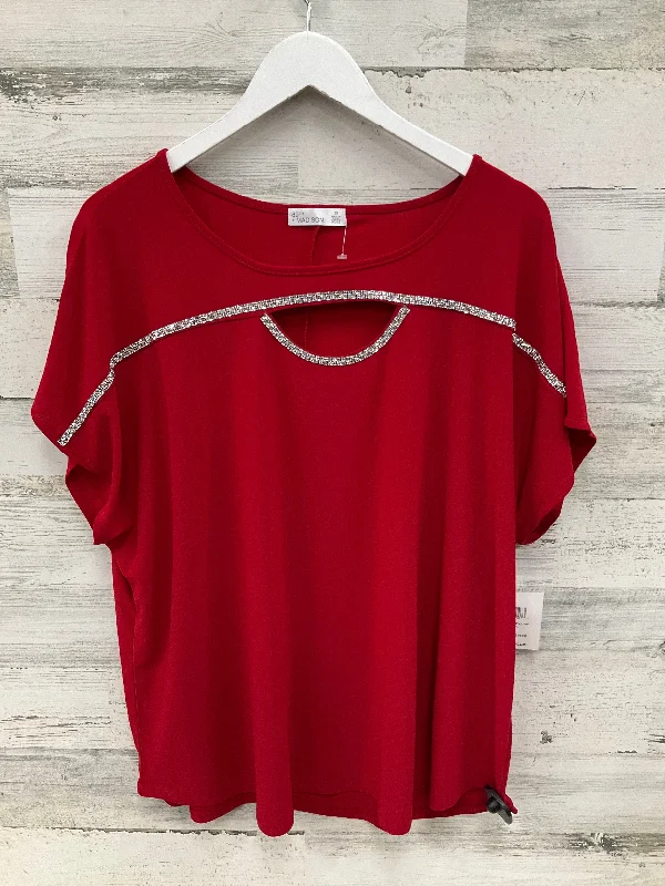 Blouse Short Sleeve By 89th And Madison In Red, Size: 3x