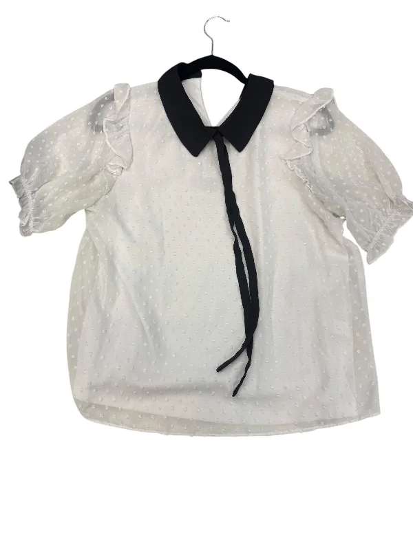 Blouse Short Sleeve By Cece In White, Size: M