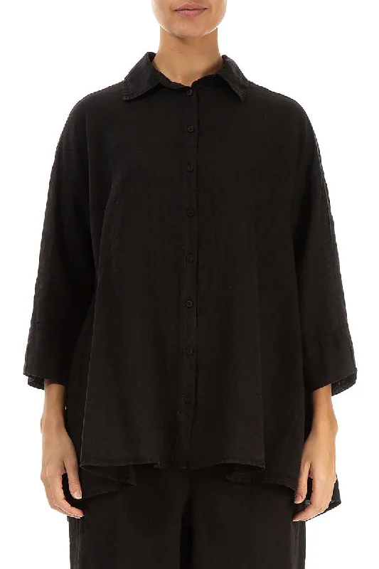 Loose Black Linen Shirt