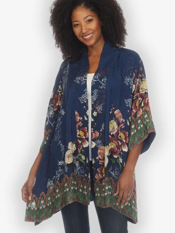 Mums and Border Silk Kimono