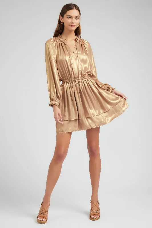 Metallic Tiered Mini Dress