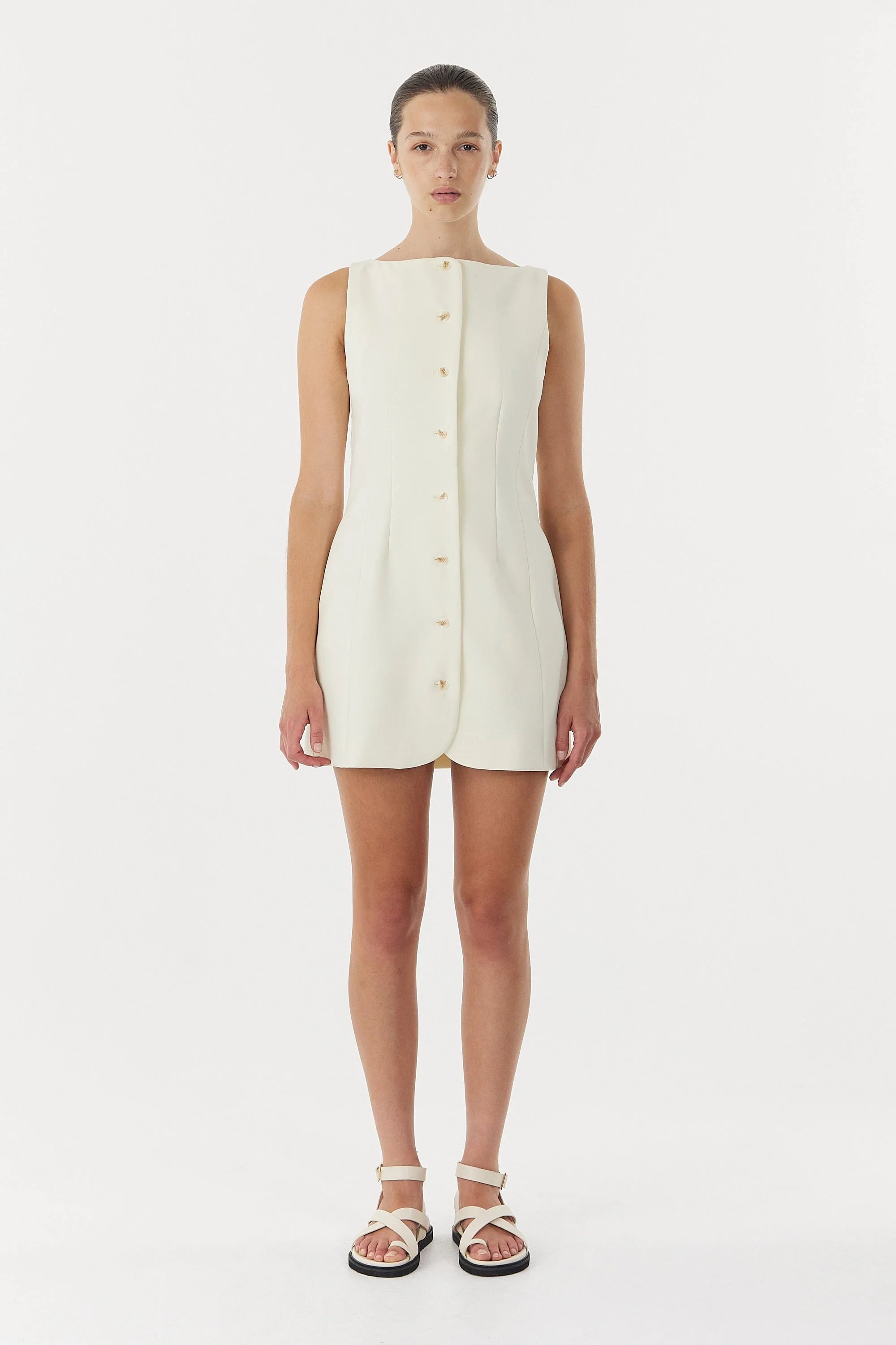 Skyline Tailored Mini Dress - Warm White