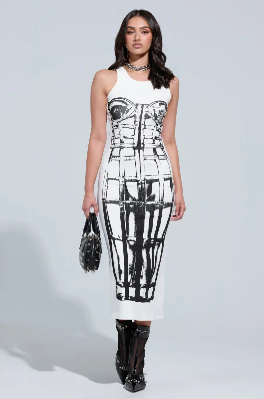 BREAK FREE PRINTED MIDI DRESS