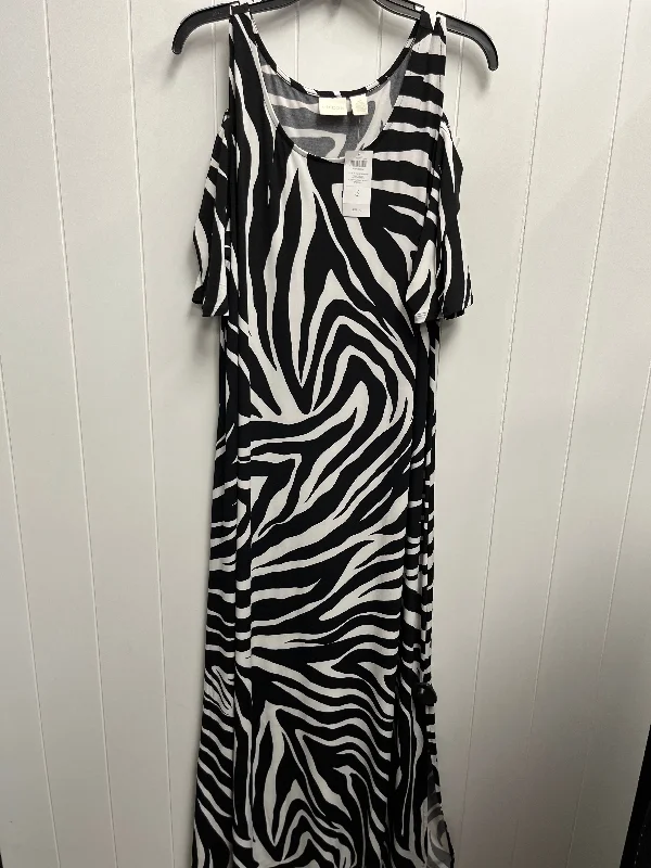 Dress Casual Maxi By Chicos In Black & White, Size: Xl