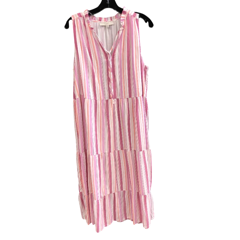 Dress Casual Maxi By Loft In Striped Pattern, Size: L