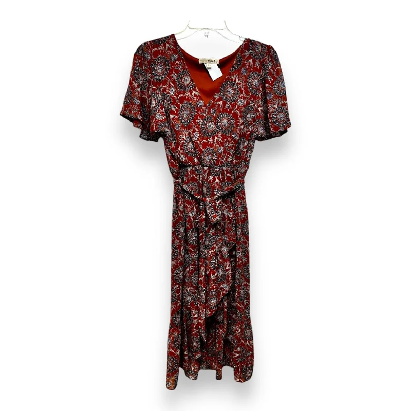 Dress Casual Midi By Rewind In Orange, Size: L