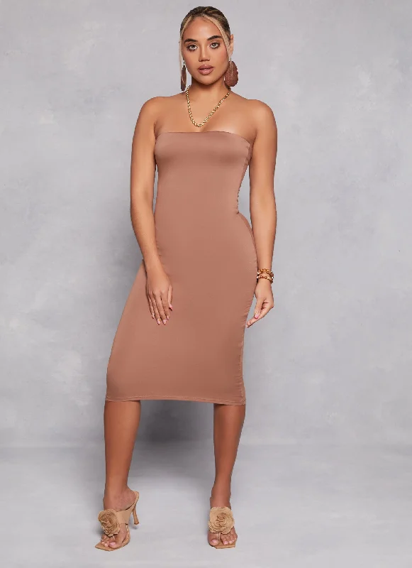 Solid Midi Tube Dress