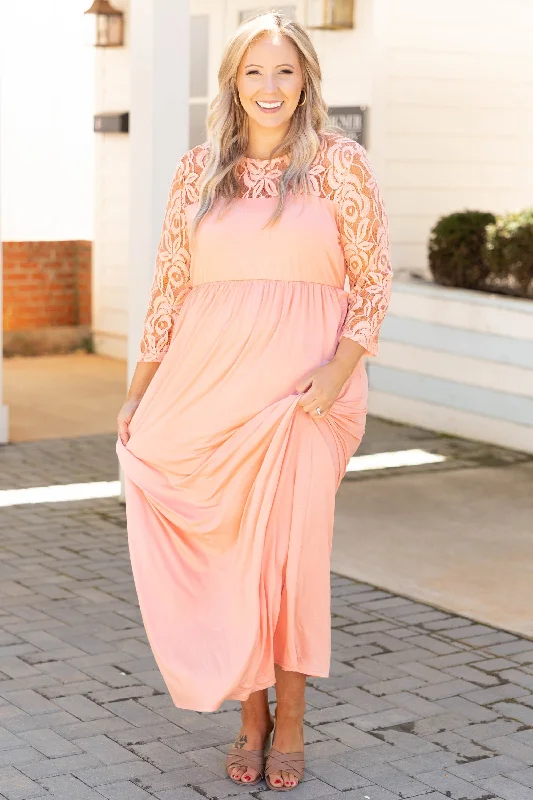 Looking Elegant Maxi Dress, Peach