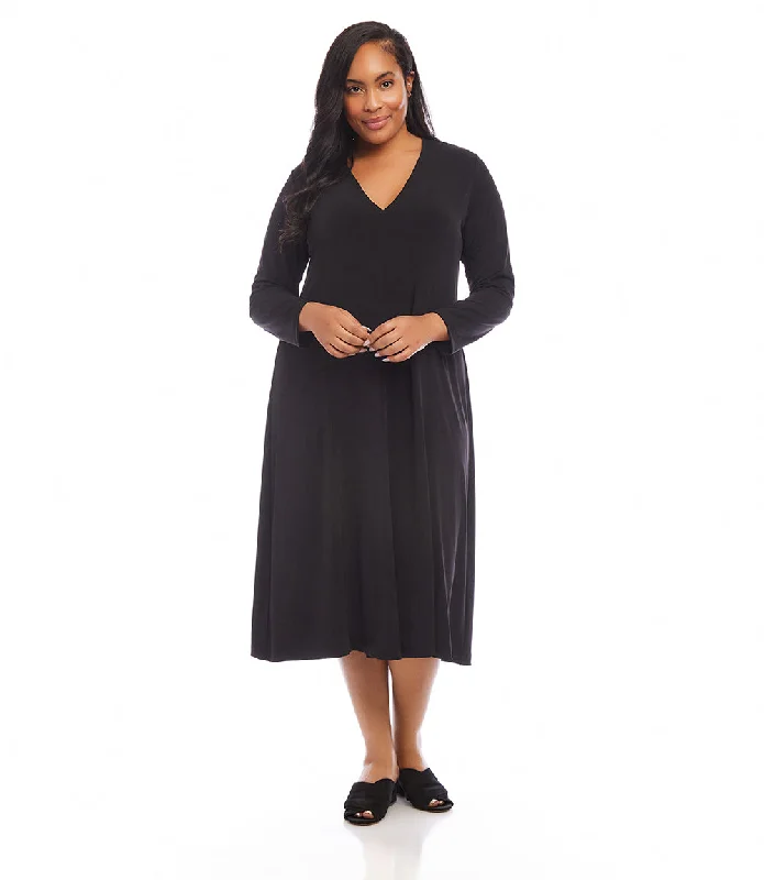 Plus Size Kate V-Neck Midi Travel Dress