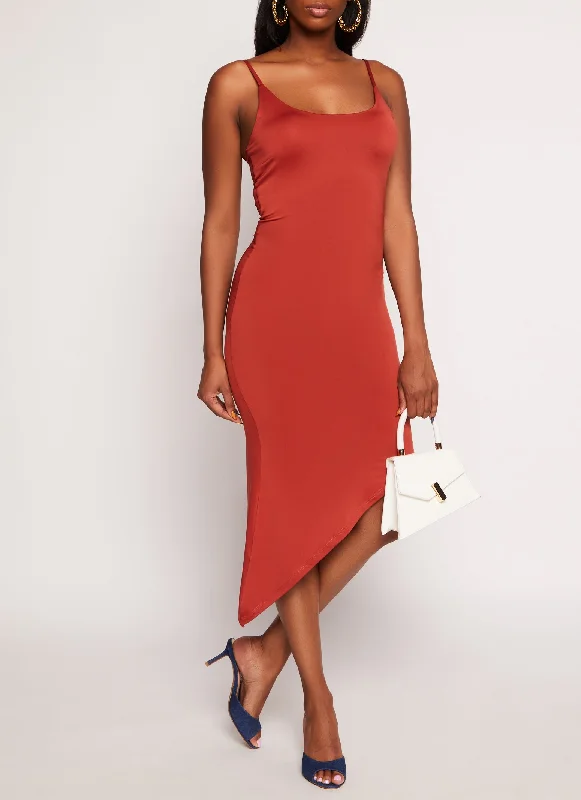 Asymmetrical Cami Midi Dress