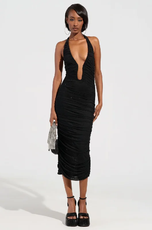 SERPENTI PLUNGE MIDI DRESS