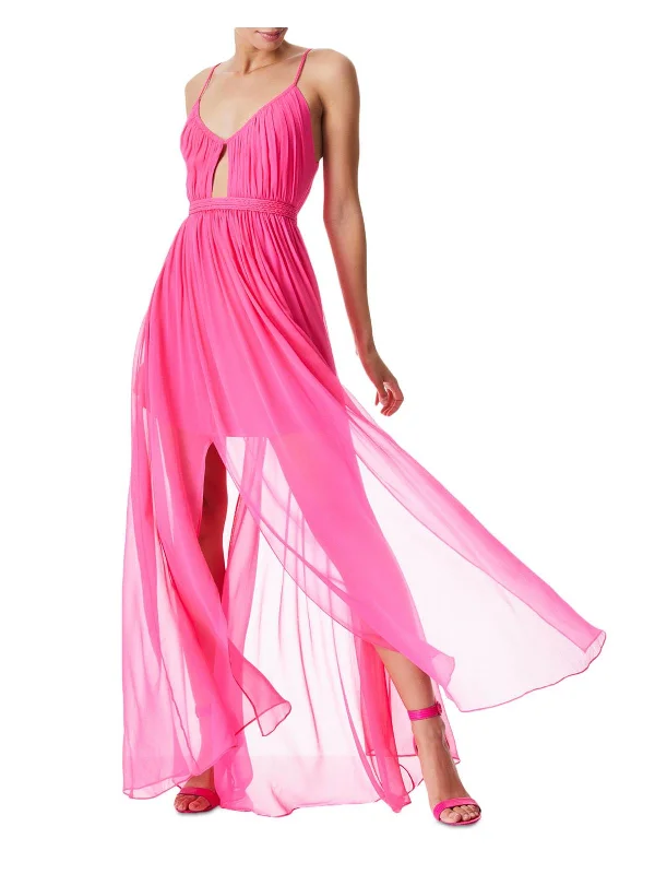 Tamar Womens Silk Cut-Out Maxi Dress