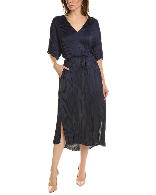 Vince Crushed Pleated Midi Dress