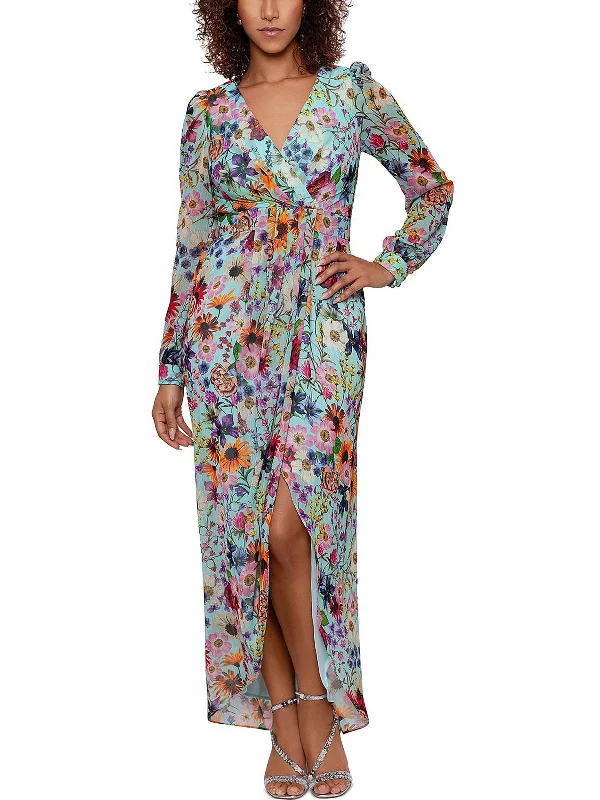 Womens Chiffon Floral Maxi Dress