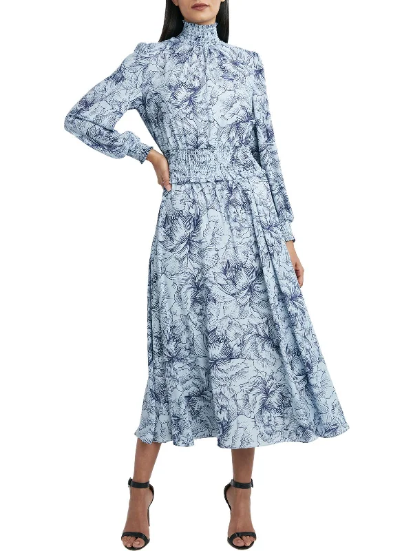 Womens Smocked Long Sleeves Maxi Dress