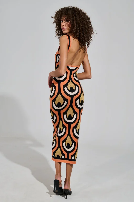 ZIGGY MIDI DRESS IN ORANGE