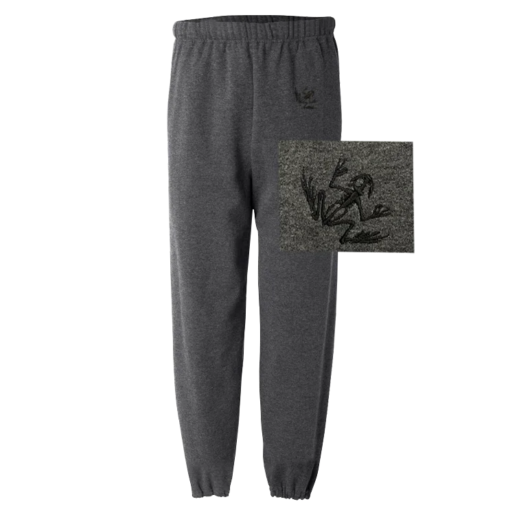 Men's Black Heather Bone Frog Sweatpants