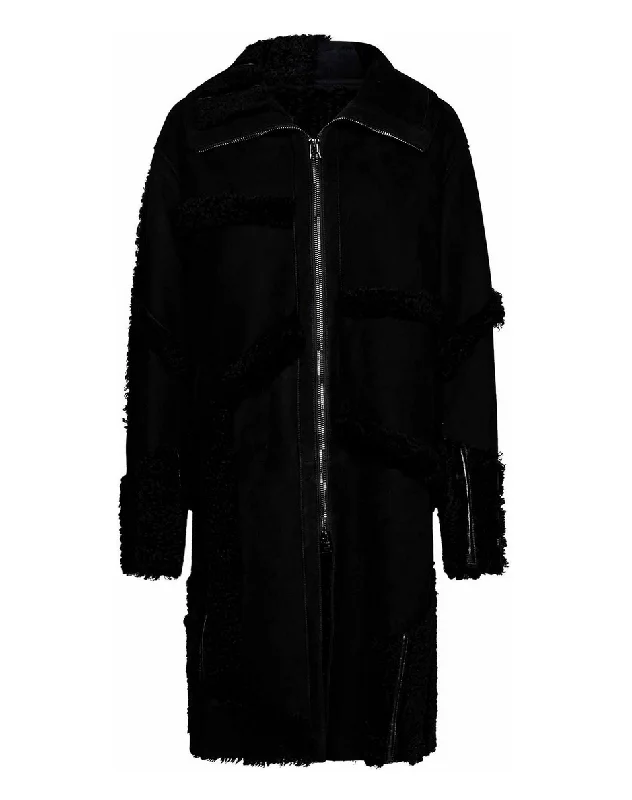 Tom Ford Womens Patchwork Shearling Coat In Black