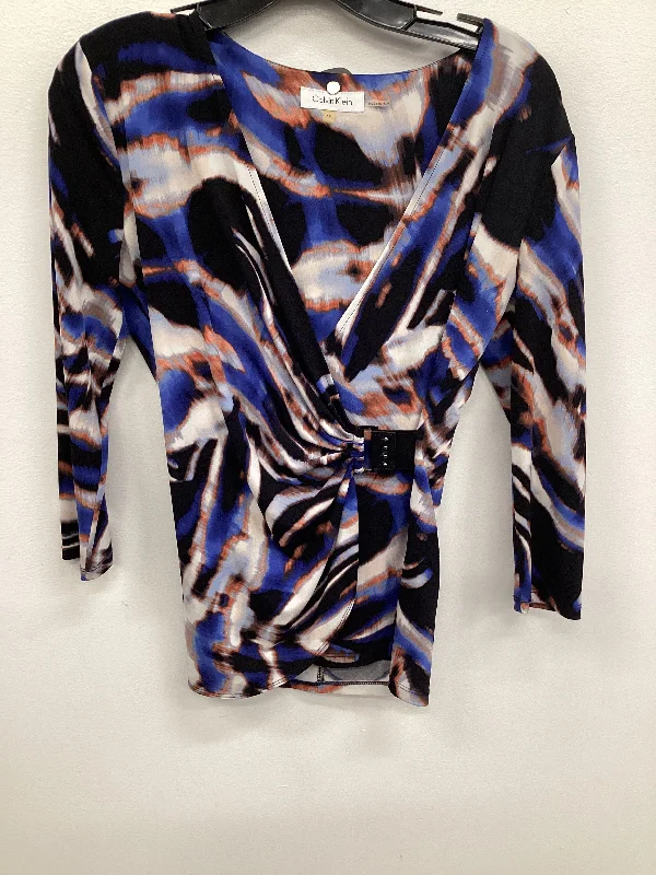 Top Long Sleeve By Calvin Klein In Multi-colored, Size: Xs