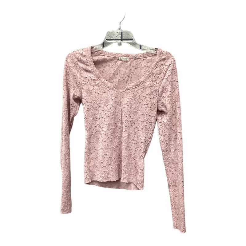 Top Long Sleeve By Free People In Pink, Size: S