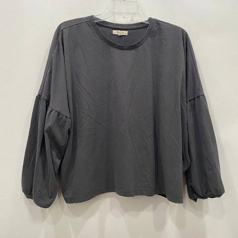 Top Long Sleeve By Madewell In Grey, Size: Xl