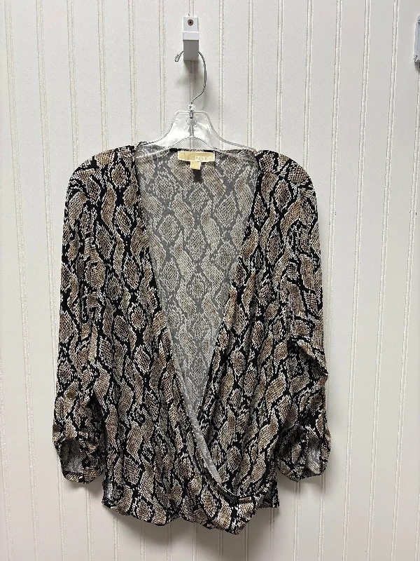 Top Long Sleeve By Michael By Michael Kors In Snakeskin Print, Size: 1x